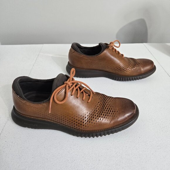 Cole Haan Mens 2.ZeroGrand Laser Wingtip Oxfords Sz 7M Tan/Java Preppy Business - Picture 2 of 12